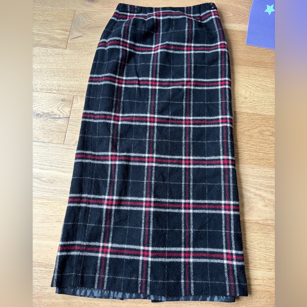 VTG 90’s Talbots wools blend plaid maxi/midi skirt womens 4